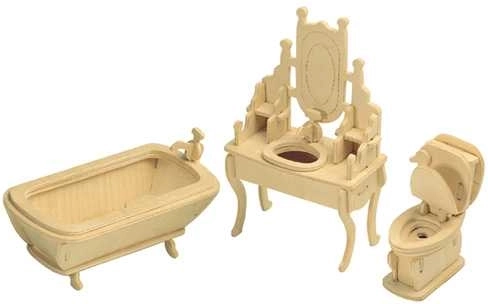 WOODCRAFT træ 3D-puslespil badeværelse