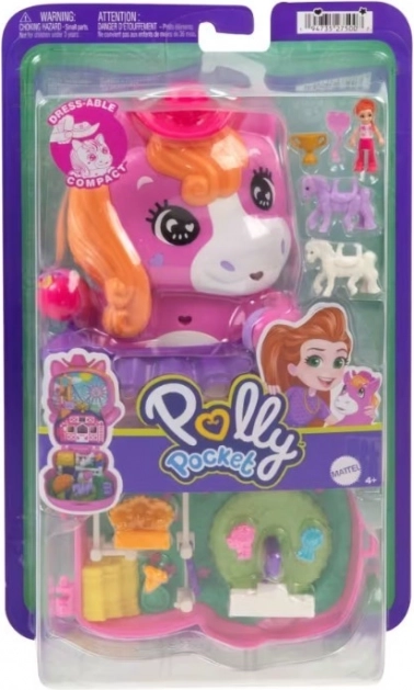 Polly Pocket ponyrodeo – kompakt sæt med mikrodukke og tilbehør