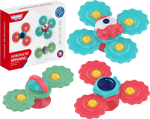 Woopie baby-spinner med sugekop – sæt med 3 sanselegetøj og bideringe