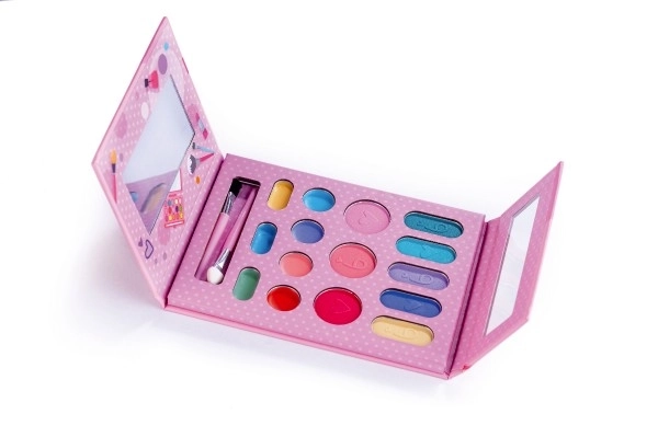 Børnesæt sminket beauted palette med spejl med magnetisk lukning 11x14,5x1cm i folie