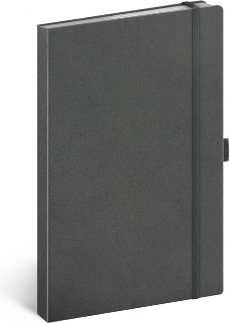 Linjeret notesbog grå 13 × 21 cm med hård indbinding