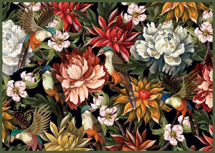 Puslespil Den Hemmelige Have: Fugle blandt blomster 1000 brikker