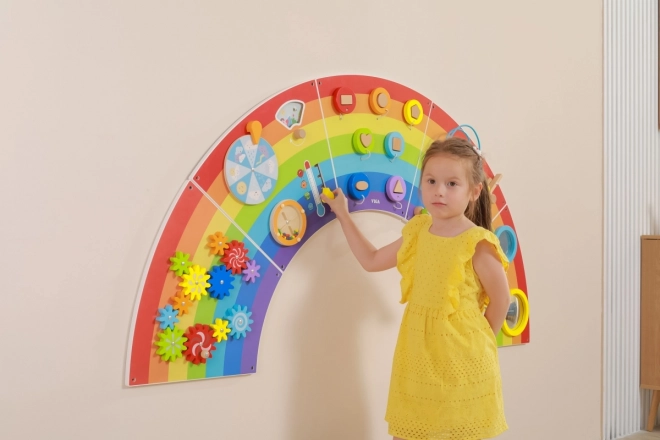 Trævægmontessoripanel - regnbue