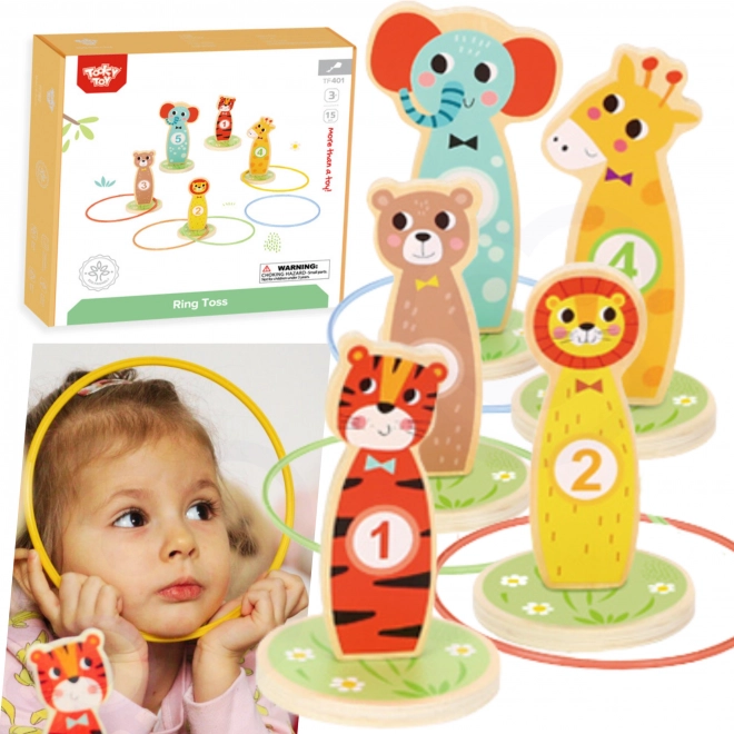 Træ-færdighedsspil Tooky Toy - kast på mål dyr