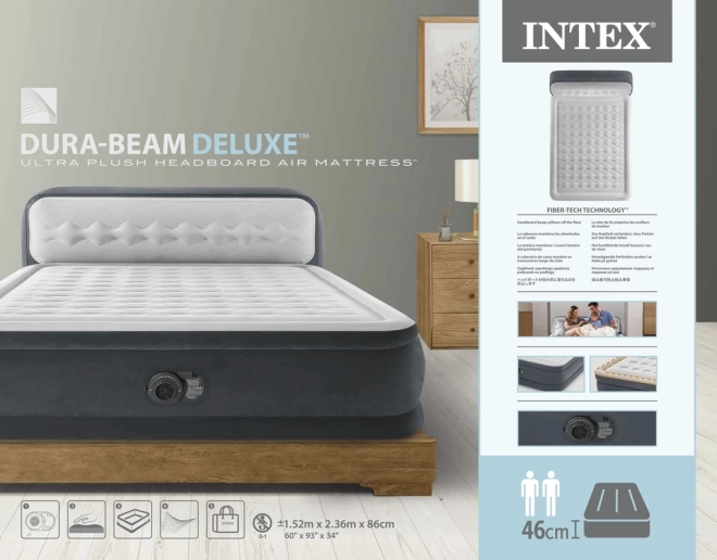 Oppustelig madras med indbygget pumpe Intex Deluxe