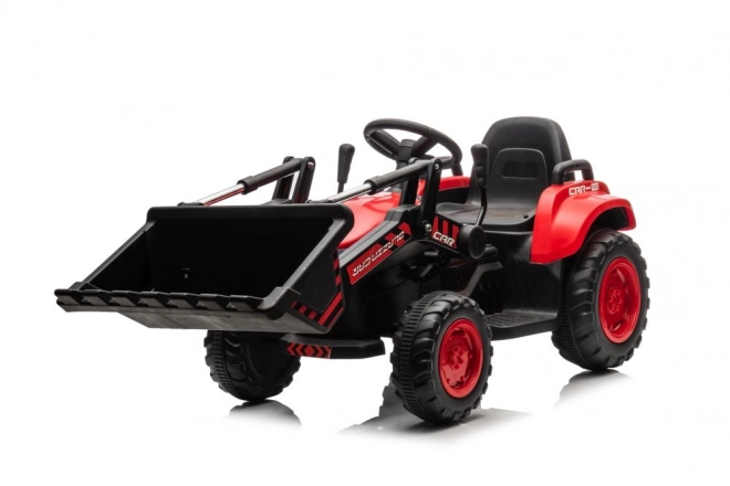 Børnerød traktor med genopladeligt batteri og skovl