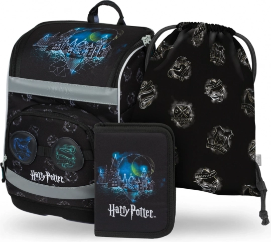 baagl skolesæt 3 i 1 harry potter hogwarts lumos – skoletaske, penalhus og pose