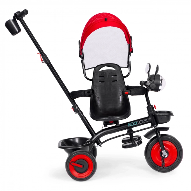 3i1 trehjulede cykel med drejeligt sæde og kaleche rød ECOTOYS