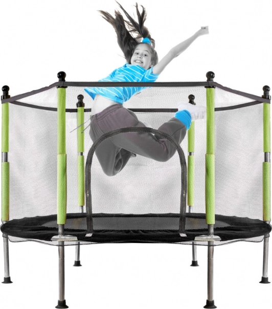 have trampolin til børn med net grøn 140 cm