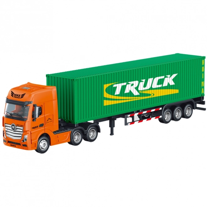 Lastbil med containertrailer Huina grøn 1:50