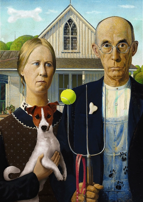 Puslespil 500 brikker American Gothic Hundeudgave