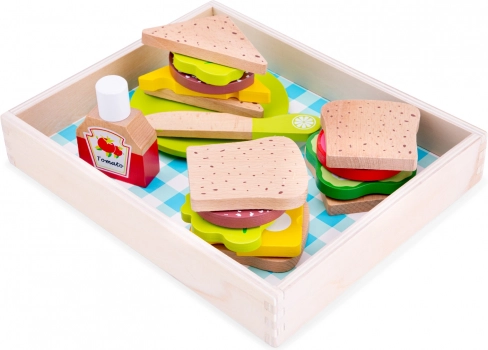 Træ sæt til sandwiches i boks