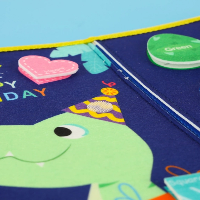 Montessori sensorisk manipulationsplade med dinosaurmotiv blå