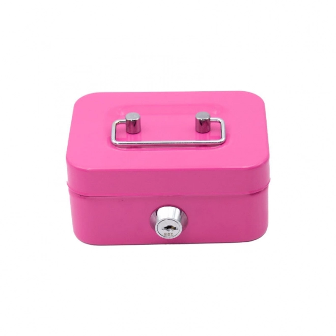 Låsbart metalkasse med to nøgler, pink