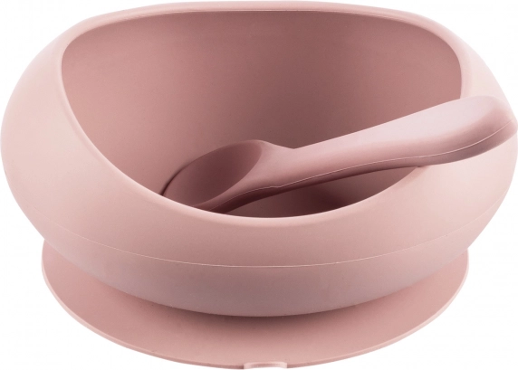 Silikoneskål med forhøjede kanter og sugekop, Old Pink