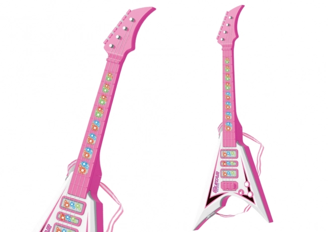 Elektrisk guitar til børn med lys og melodier pink