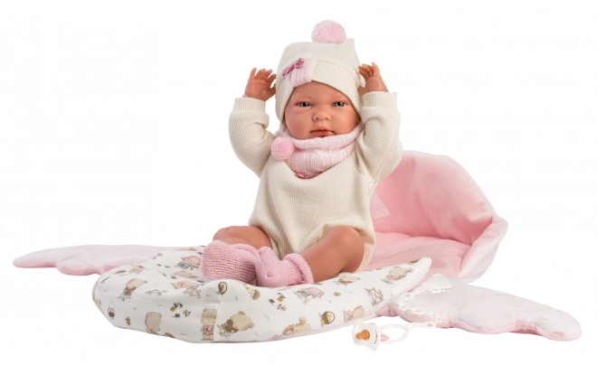 Llorens 73884 NEW BORN PIGE - realistisk babydukke med hele kropp i vinyl - 40 cm
