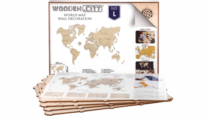 Træverdenkort WOODEN CITY stor