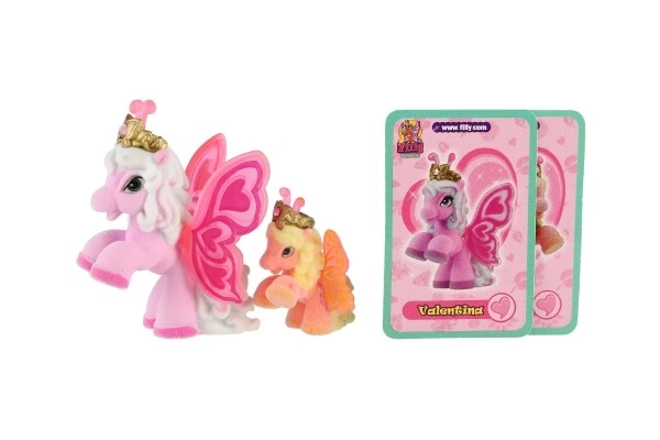 Filly Butterfly familie figurer 2 stk. plys med tilbehør mix af varianter på kort 17x16,5cm