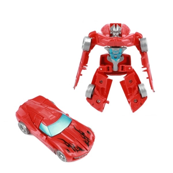 Transformer bil/robot plast 10cm mix farver i plastæske 5x10,5cm