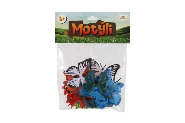 Sommerfugle 12 stk plastik 7-8cm i pose