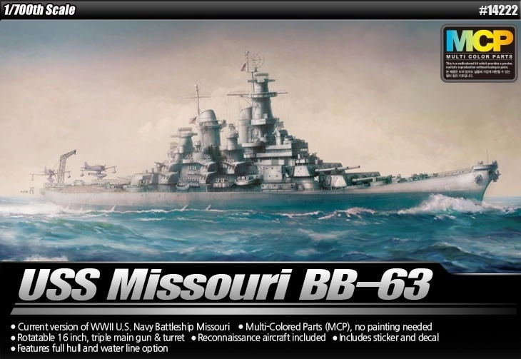 USS Missouri BB-63 1/700 plastmodel af slagskib
