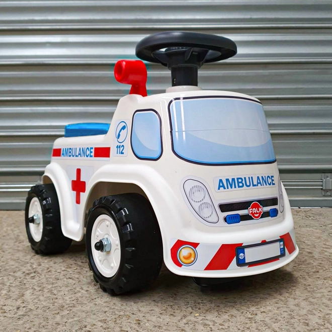 FALK Løbecykel Ambulance med åbent sæde og horn på rattet