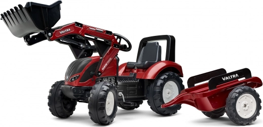 Børnepedaltraktor VALTRA med frontskovl og aftagelig trailer fra 3 år