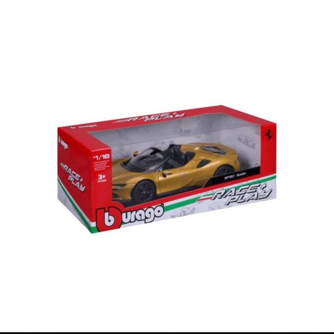 Bburago Ferrari SF90 Spider i skala 1:18 - gul
