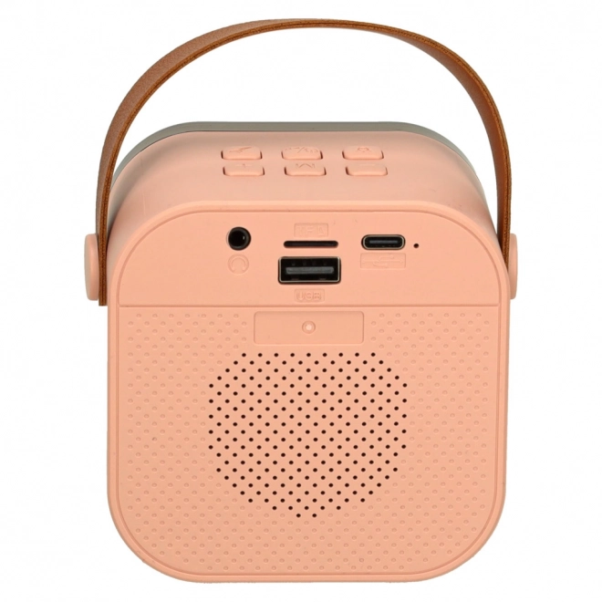 Karaoke sæt 2 mikrofoner + bærbar højttaler BLUETOOTH USB LED pink