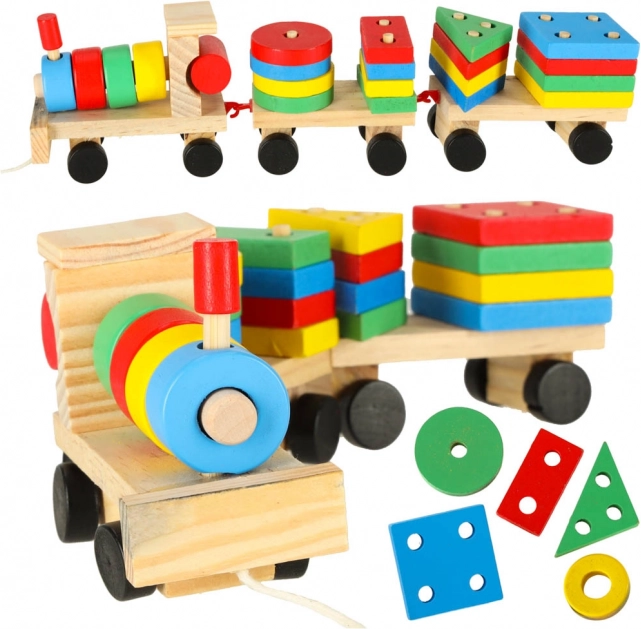 Trætog med byggeklodser og sorter, 30 cm