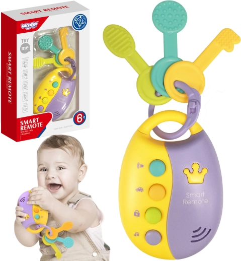 Woopie baby interaktive nøgler med smart 2-i-1 fjernbetjening – rangle og bidering