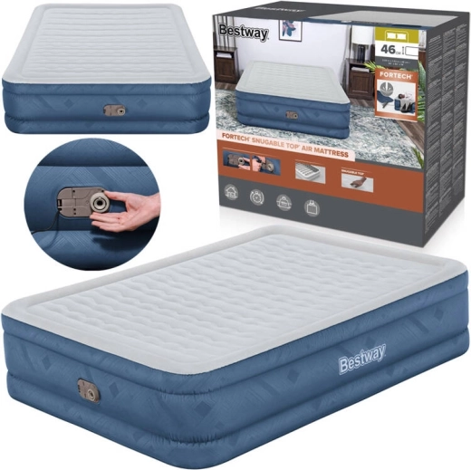 Bestway oppustelig dobbeltseng med indbygget pumpe 203 × 152 × 46 cm