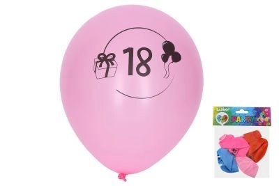 Oppustelig ballon med tallet 18 30 cm - sæt med 5 stykker