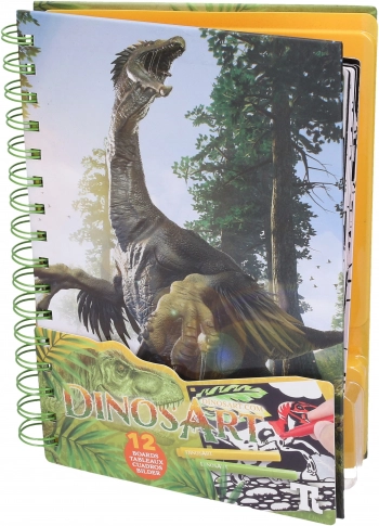 Fløjls-malerier DINOSART – dinosaurer, 12 plader og mini tuscher