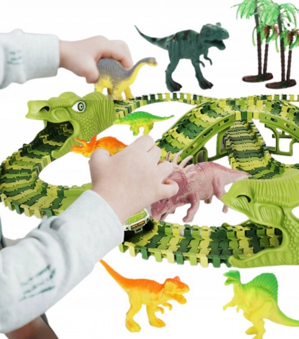 Dinosaur kapløbsbane med bil og figurer