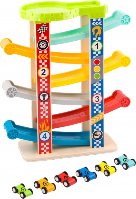 Tooky Toy Farverig bilrutschebane