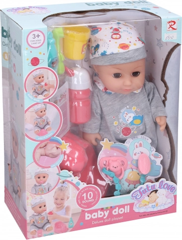 Tisset baby i gråt outfit 30 cm med lyde