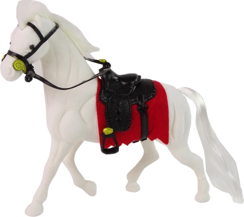 Figur af hvid hest med sadel – gård