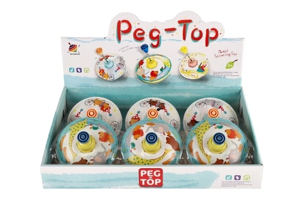 Snurretop diameter 12cm metal 2 farver 6stk i kassen