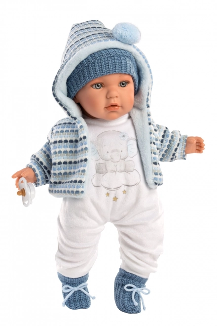 Llorens 42405 BABY ENZO - realistisk dukke med lyde og blødt stofkrop - 42 cm