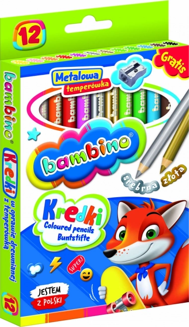 Farveblyanter med blyantspidser Bambino - 12 styk