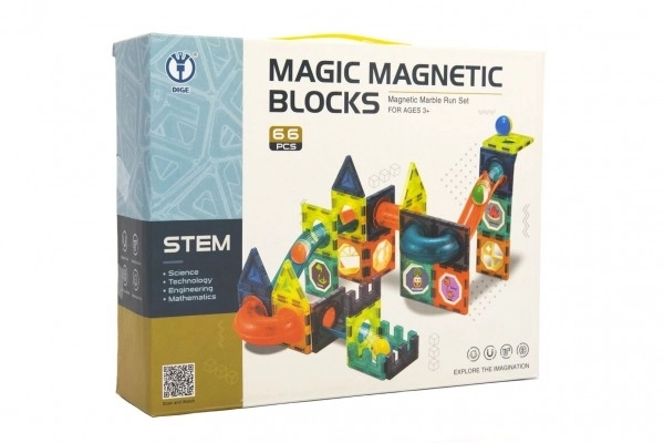Magnetisk byggesæt plastik 66 stk i kasse 31x25x8cm