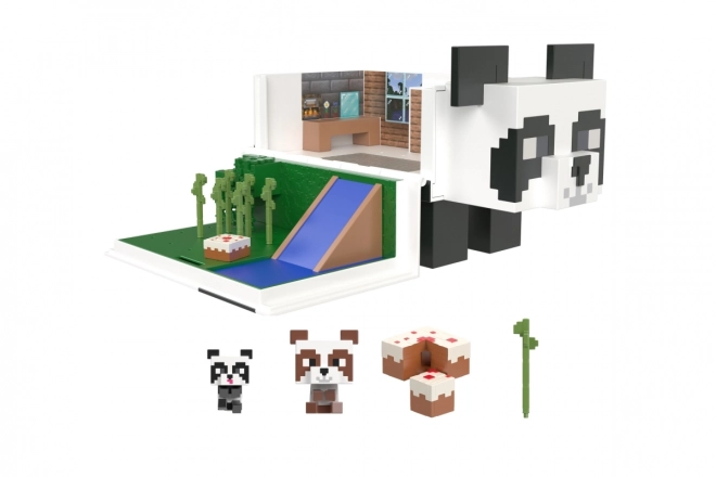 Sæt af Minecraft figurer spillehus med panda + 2 figurer
