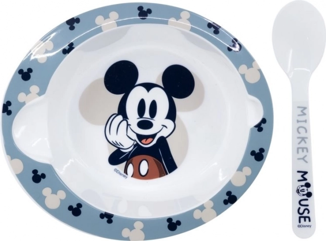 STOR Skål med ske Mickey Mouse