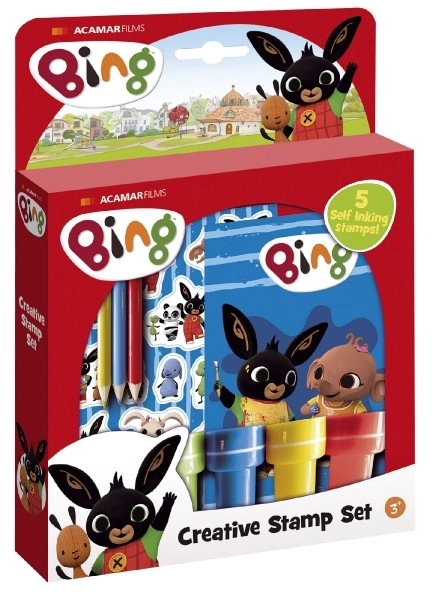 Sæt af stempler og klistermærker Bing Bunny i æske 18x25x3,5cm