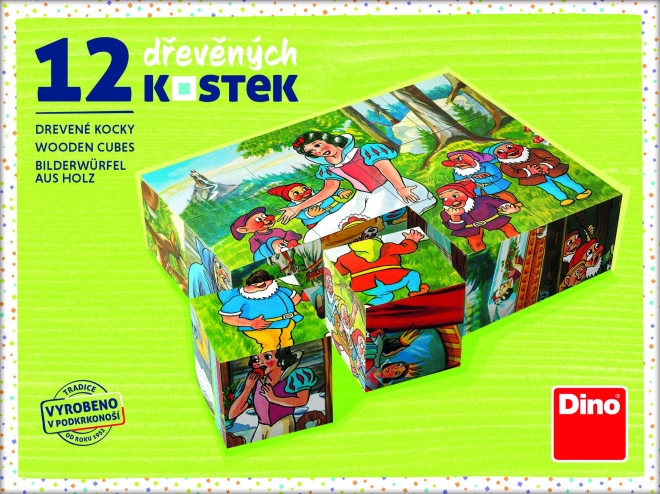 Kubus klodser Snehvide træ 12 stk i æske 16x12x4cm