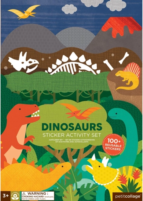 Petit Collage genanvendelige klistermærker – dinosaurus-scene
