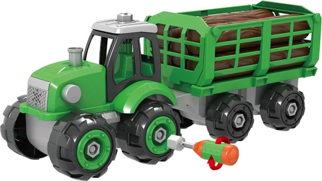 Skruetraktor med træanhænger 32 cm