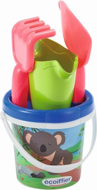 Spand med koala og vandkande – sandlegesæt 12 cm